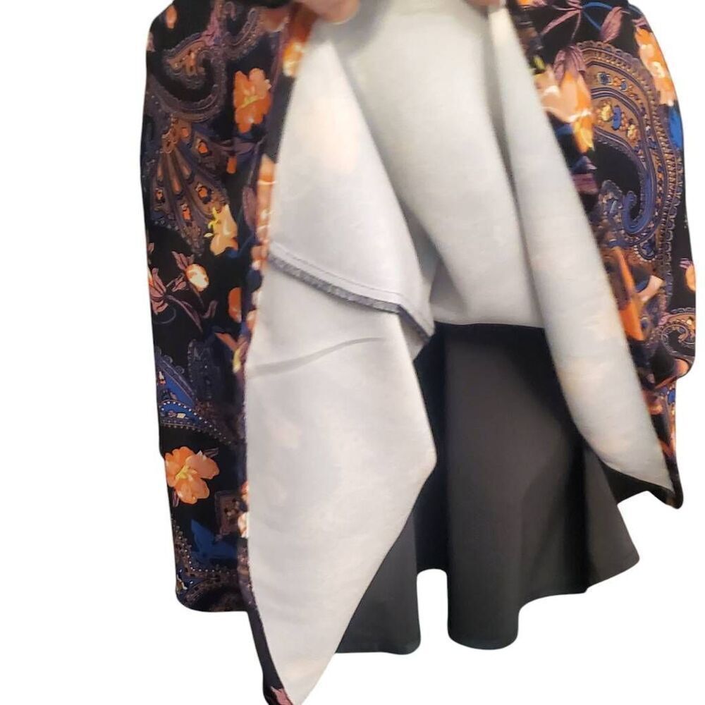 Women Bebe X Naven Black Floral Print Polyester Lined Cross Zip Back Dress Size - Picture 4 of 11